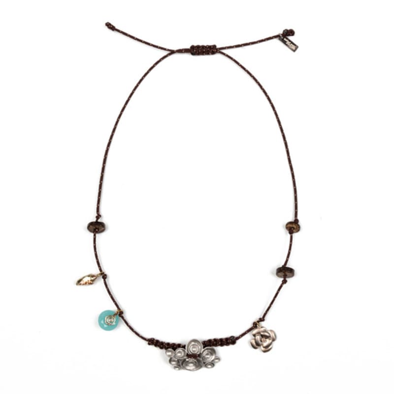 safari sula explore Sporty Spiral Flower Necklace in Brown