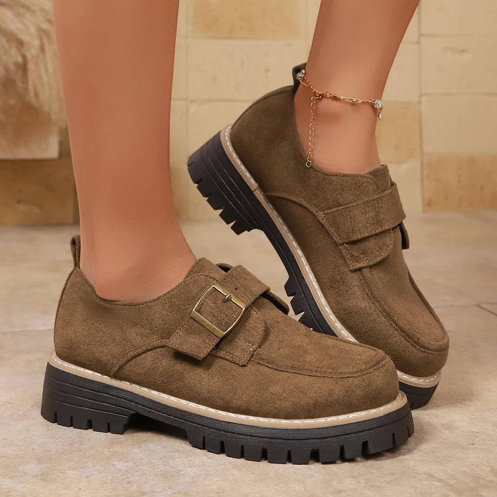 Women Loafers Spring Autumn Thick Bottom Shoes British Style Women Flat Shoes Casual Retro Leisure Round Toe Sneakers Women