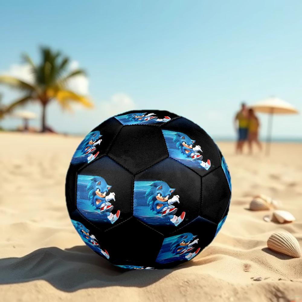 Sonic Rainbow Soccer Ball Colorful All Ages Machine Stitched PVC Competition Ready Durable High-Bounce.SIZE5