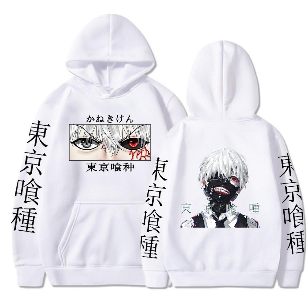 Ghost Graphic Cartoon Japanese Anime Print Pattern Hooded Sweater Male Hoodie Casual Hip-Hop Top