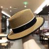 Flat Top Small Brim Straw Hat Children Summer Sunshade Sun Protection Straw Hat Internet Celebrity Summer Fashion British Top Hat