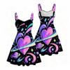 Women Plus Size Spaghetti Strap Off Shoulder Dress Elegant Wine Glass Golden Marble Leaf Art Print Swing Dress