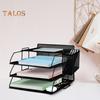 4-Tier Office Storage Rack with Pen Holder Metal Mesh Desktop Organizer File Stand File Manager Desk Accessories