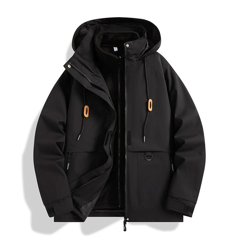Autumn and Winter Outdoor Three-in-one Jacket with Removable Hood, Waterproof and Windproof Jacket