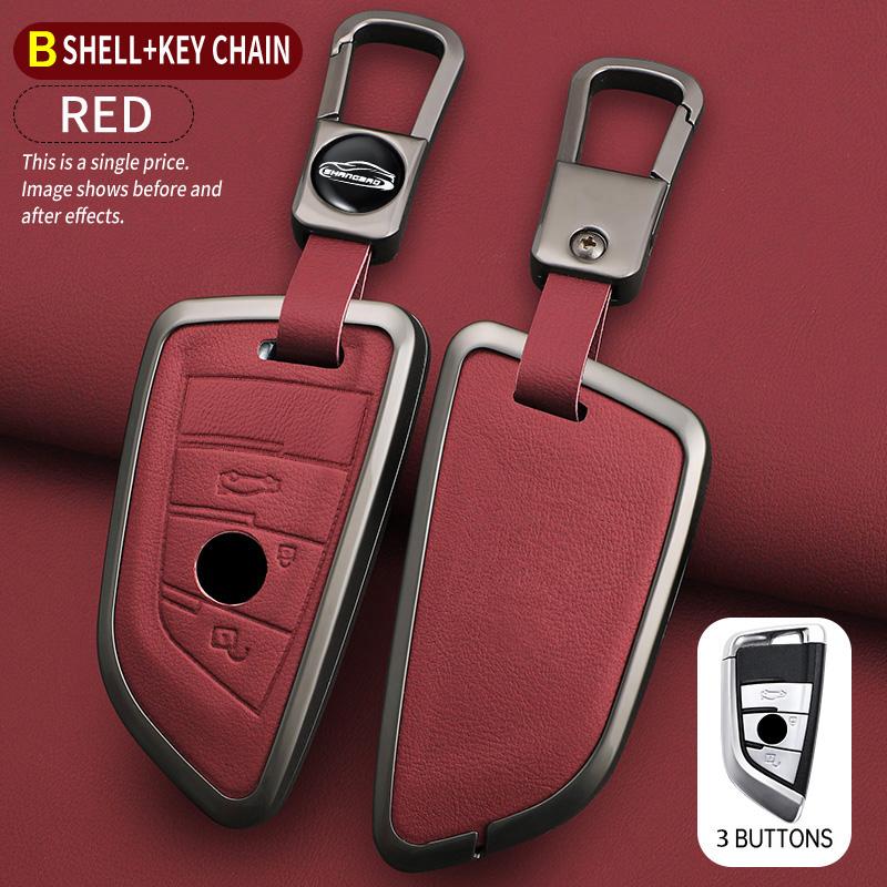 Car Zinc Alloy Leather Key Case Cover For BMW X1 X3 X5 X6 X7 F20 F15 F16 F48 G20 G30 G01 G02 G05 G11 G32 1 3 7 Series Accessorie