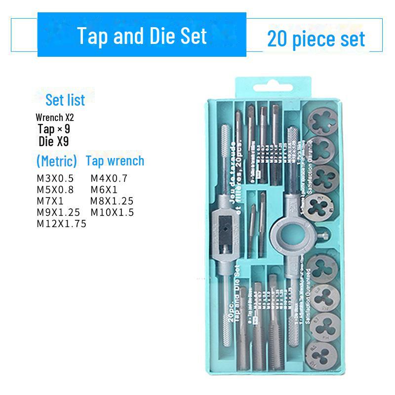 Manual Tap and Die Set with Wrench for Threading