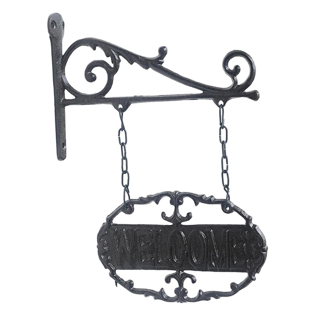 Hanging Iron Welcome Sign Plaque Durable Metal Wall Decoration for House Exterior Porch Bar Shop Door Plate