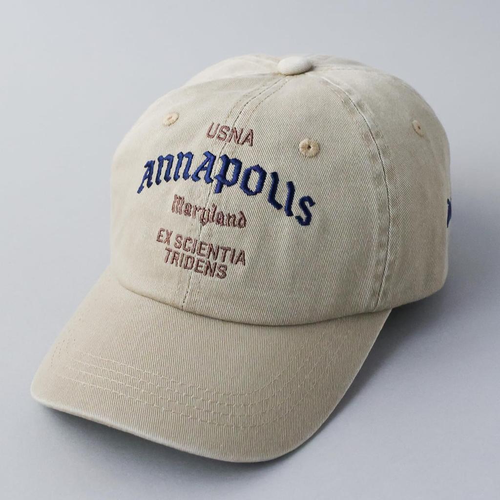 Avirex Military USNA Logo Cotton American Casual Summer Baseball Size 070 Men's Low-Profile Cap, Embroidered, Style, Cap, Beige,