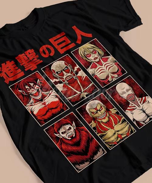 

2026 New T-shirt for Anime Attack on Titan Principales Titanes Parent-child T-Shirt Anime Unisex Short-Sleeve Pure Cotton Tre... S разноцветный