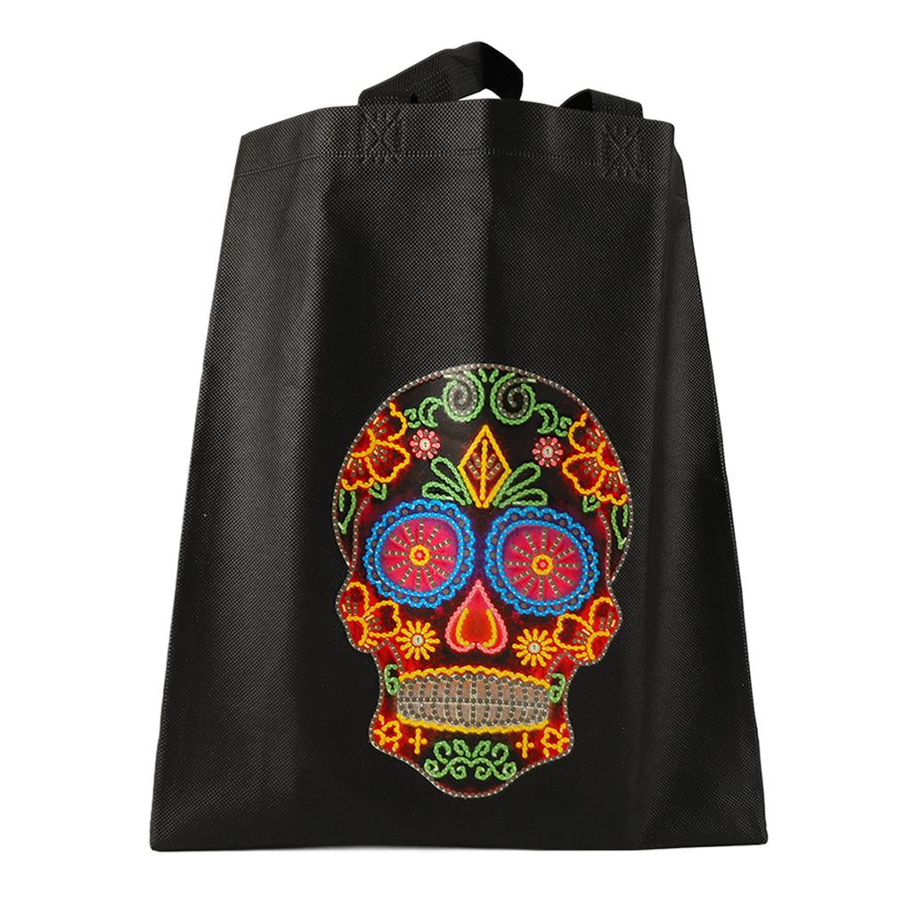 Rhinestone Painting Handbag Skull On Black Style Rich Colors 5D Rhinestone Shopping Bag for Kids