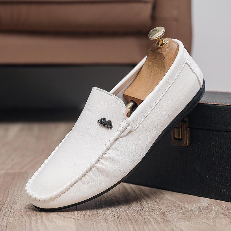 

Spring and summer new men s casual Doudou shoes leather shoes men 44 белый