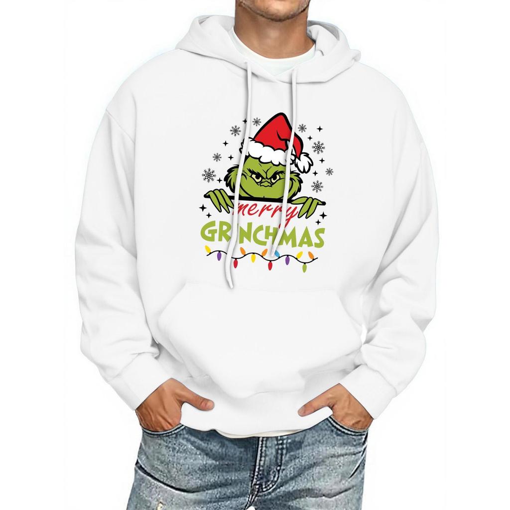 Men's Print Hooded Sweatshirt Long-Sleeve Casual Pullover Hoodie Hooded Sweatshirt