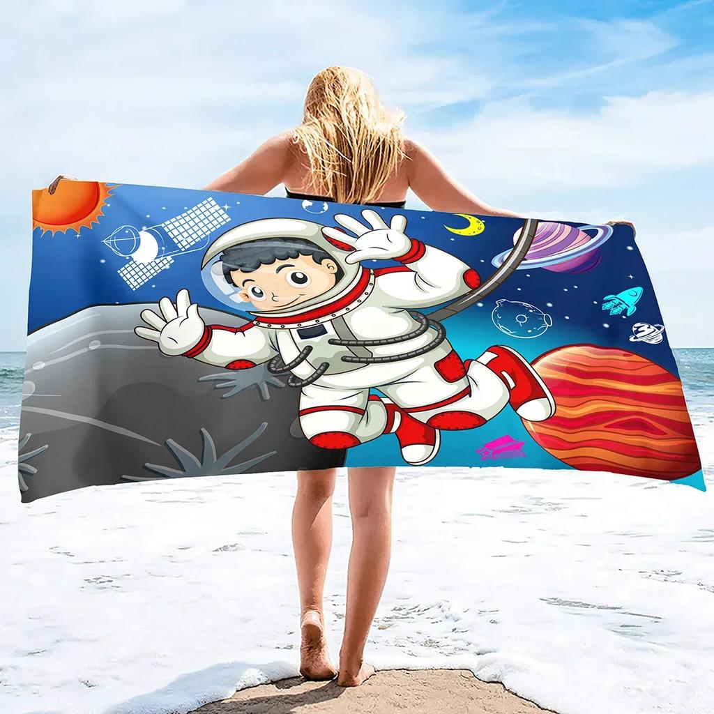 Galaxy Astronaut Beach Towel,Beach Blanket Large Microfiber Shower Bath Towels Yoga Towel,Soft Water Absorbent Beach Throw