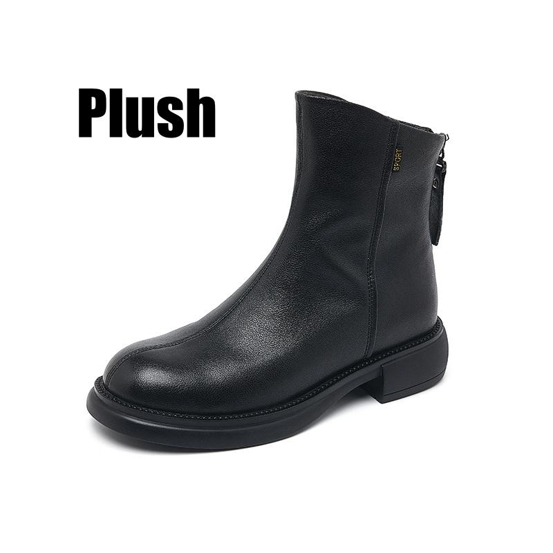

Women s Genuine Leather Female mother Ankle Boots Shoes Split Zipper Winter Fur Plush Warm Autumn Zapatos Mujer Platform 35