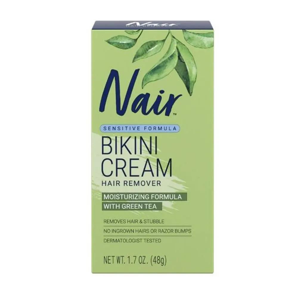 

Крем для депиляции Nair Bikini 48 г 1 упаковка Зеленый чай Nair Средство для удаления волос Чувствительная формула Крем для бикини Удаление волос
