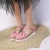 New sandals women's large size summer flat bottom student versatile bag head thick sole one-word buckle retro
