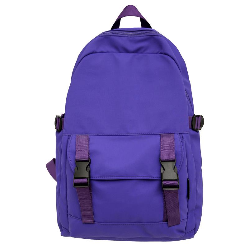 Solid Color Backpack Men's Nylon Waterproof Large Capacity Lightweight Travel Backpack Student School Bag