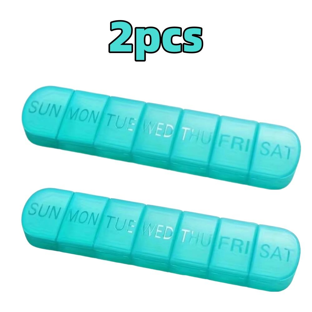 Portable Weekly Pill Box 7-Day Medication Dispenser Large Capacity Vitamin Box Individually Storage Sealed Long Pill Organizer