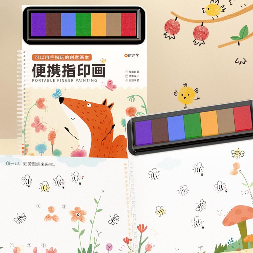 

Coil Binding Finger Painting With Stamp Ink Pad Illustrated Book Portable Doodling Book