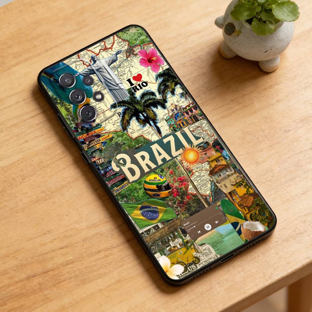 

Brazil Brasil Summer Phone Case For Samsung Galaxy A73,21,22,32,71,53,52,51,80,5G Soft Black Cover Samsung a22 4g
