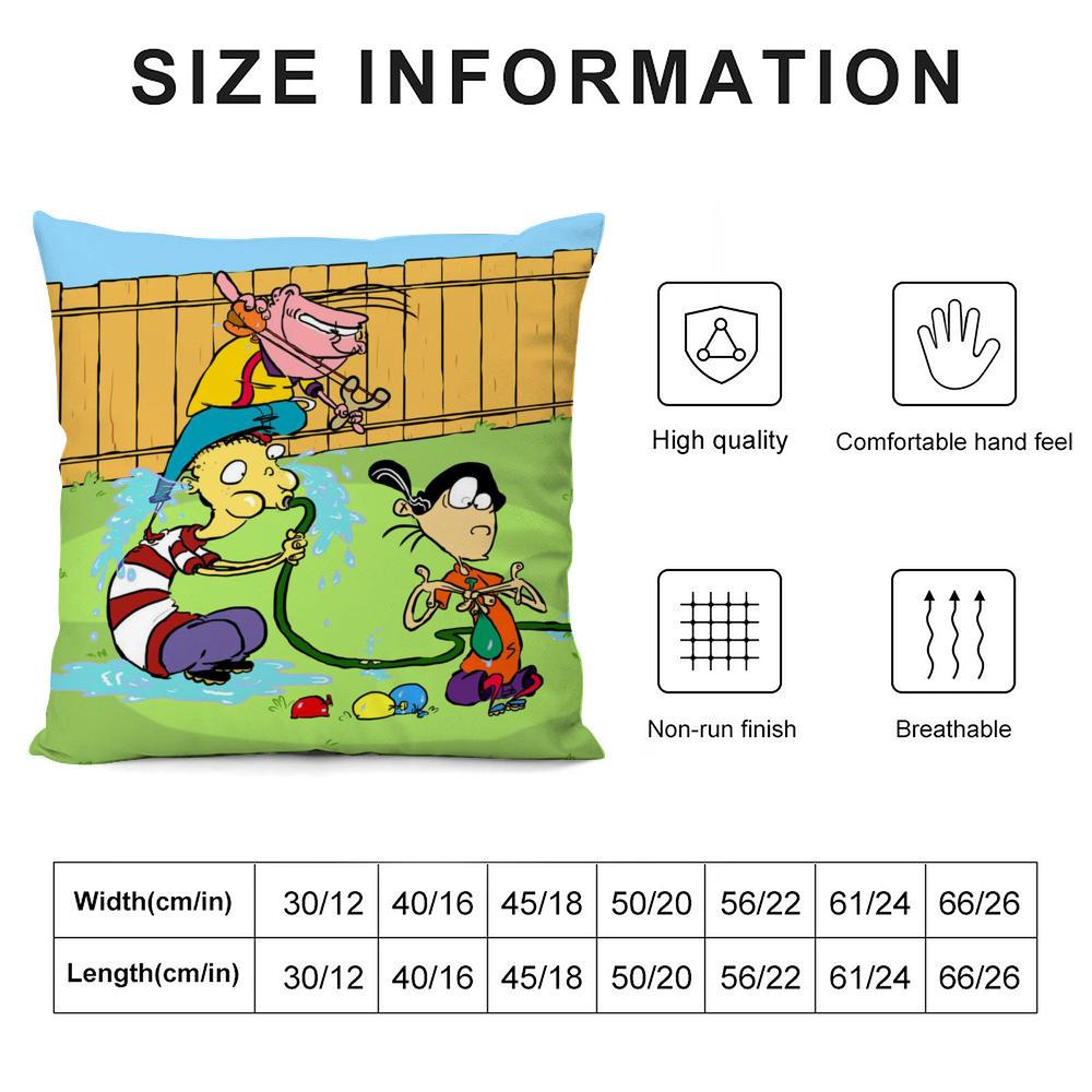 E-Ed Edd N Eddy Cushion Cover Silky Short Plush Double-Sided Printed Pillow Case For Sofa All Seasons Home Decor Gift