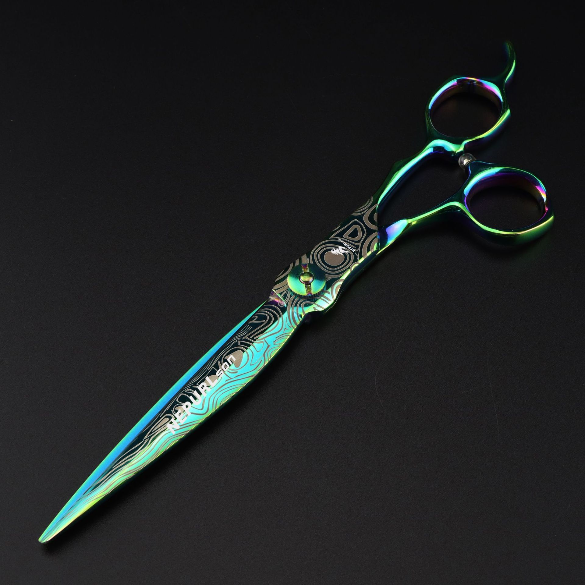 Green 7.0 Nimpson, green steel, hair scissors, hair scissors, tooth scissors, thin scissors 7.0inch flat scissors cdm