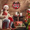 Merry Christmas Decoration Wreath Plaid Hanging Sign Rustic Wooden Holiday Decor