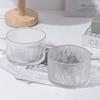 Taza de Desayuno de Vidrio Vintage Transparente Leche Avena Hogar Jugo Avena Tazas de Café con Asa Cristalería Transparente
