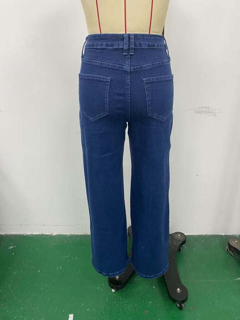 New Women's Fashionable Wide-Leg Stretchy Denim Jeans - Comfortable, Stylish, High-Quality Casual Pants