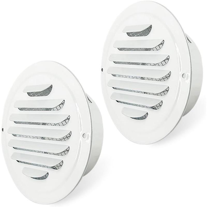 Round Ducting Air Ventilation Cover Wall Vent Cover Stainless Steel Air Outlet Vent with Builted-in Mesh Easy To Install