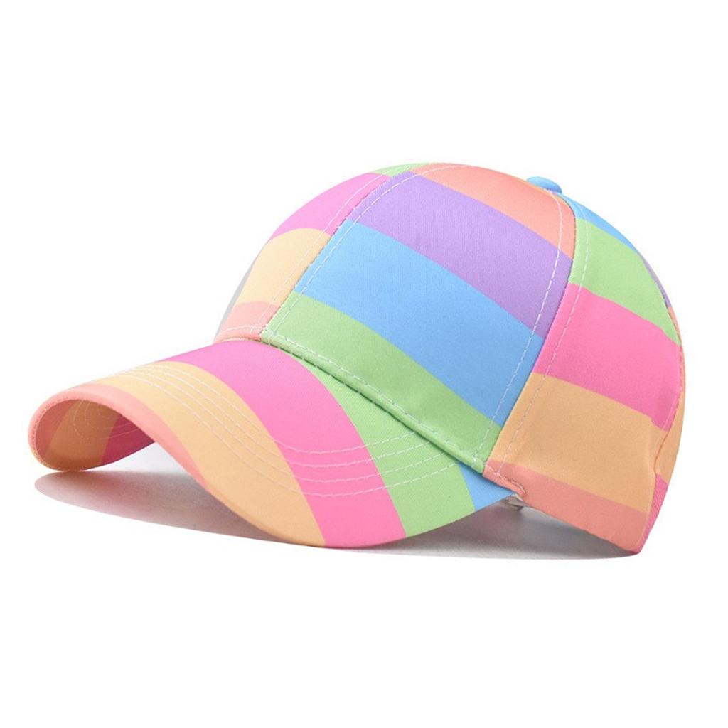 Subkultur Lässiger Sport Hut Bunter Baseballhut Regenbogen Verstellbare Papa Hüte für Reisen Fitness Training