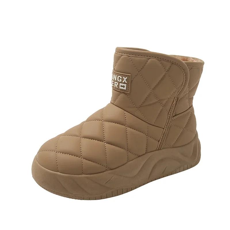 Fashion Snow Boots Women's Velvet Thickening New Winter Fashion Short-tube Slip-on Warm Bread Cotton Shoes Winter Boots Platform Shoes
