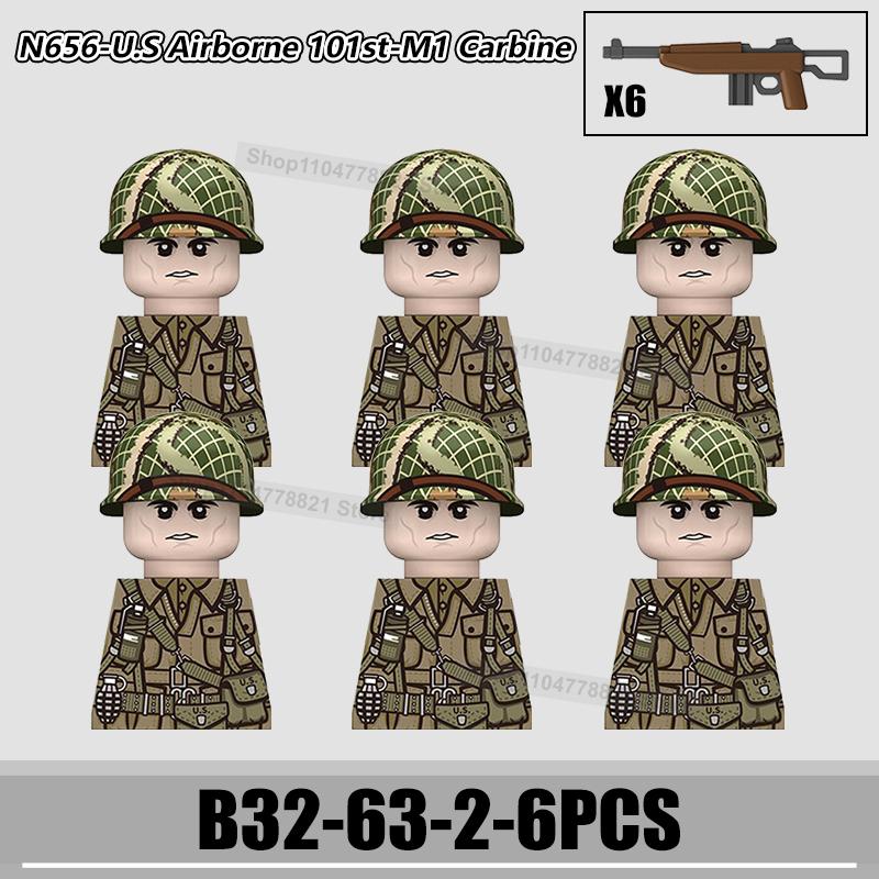 WW2 US Rangers 101 Airborne Soldier Figures Building Blocks Military Army Infantry Gear Helmet Rifle Guns BAR Bricks Toy Gifts