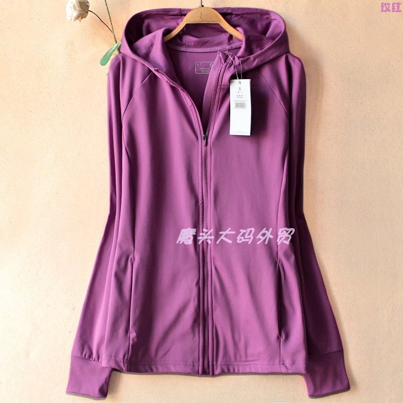 Foreign Trade Women Plus size Spring and Autumn Running Hooded cardigan Quick-Drying Sanding High Elasticity Yoga Exercise Outerwear 325