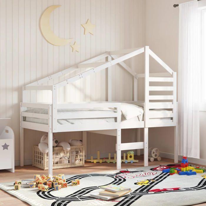 VidaXL Toit de lit pour enfants blanc 188x97x113 cm bois de pin massif 846880