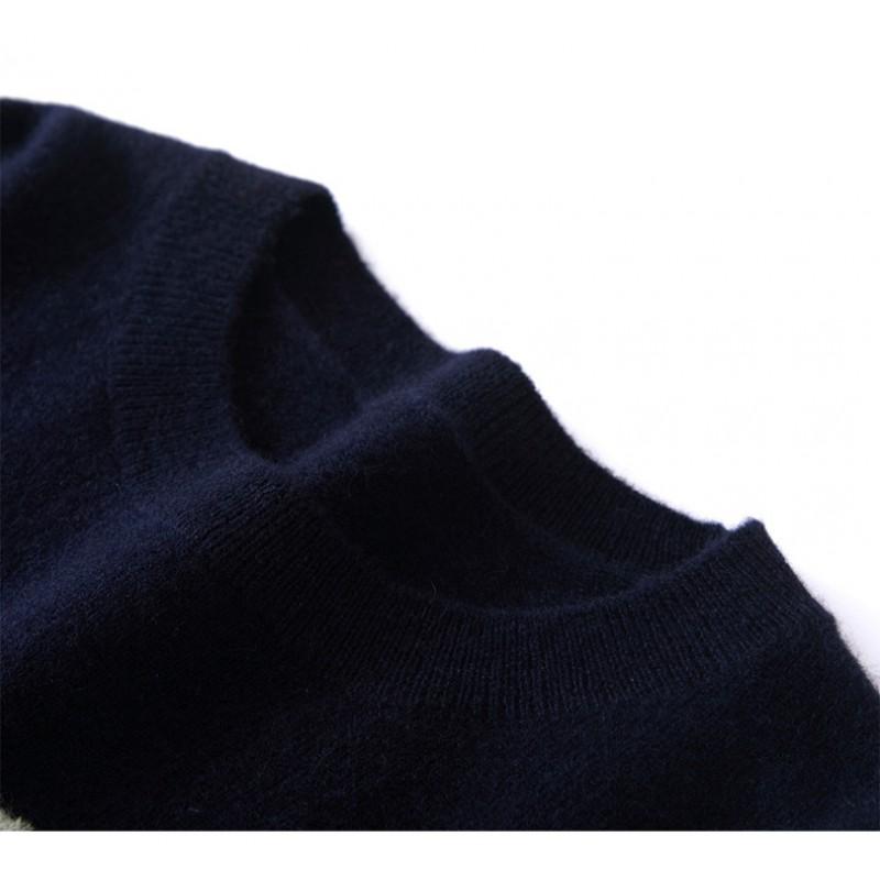 Womens 100% Cashmere Sweater Round Neck Pullover With Blueberry Embroidery Jacquard Knit Winter Layering