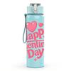 1PC Happy Valentines Day Text Print 750ml Color Plastic Sports Water Bottle Leakproof Flip Straw Lid Suitable for Sports Office Home Use