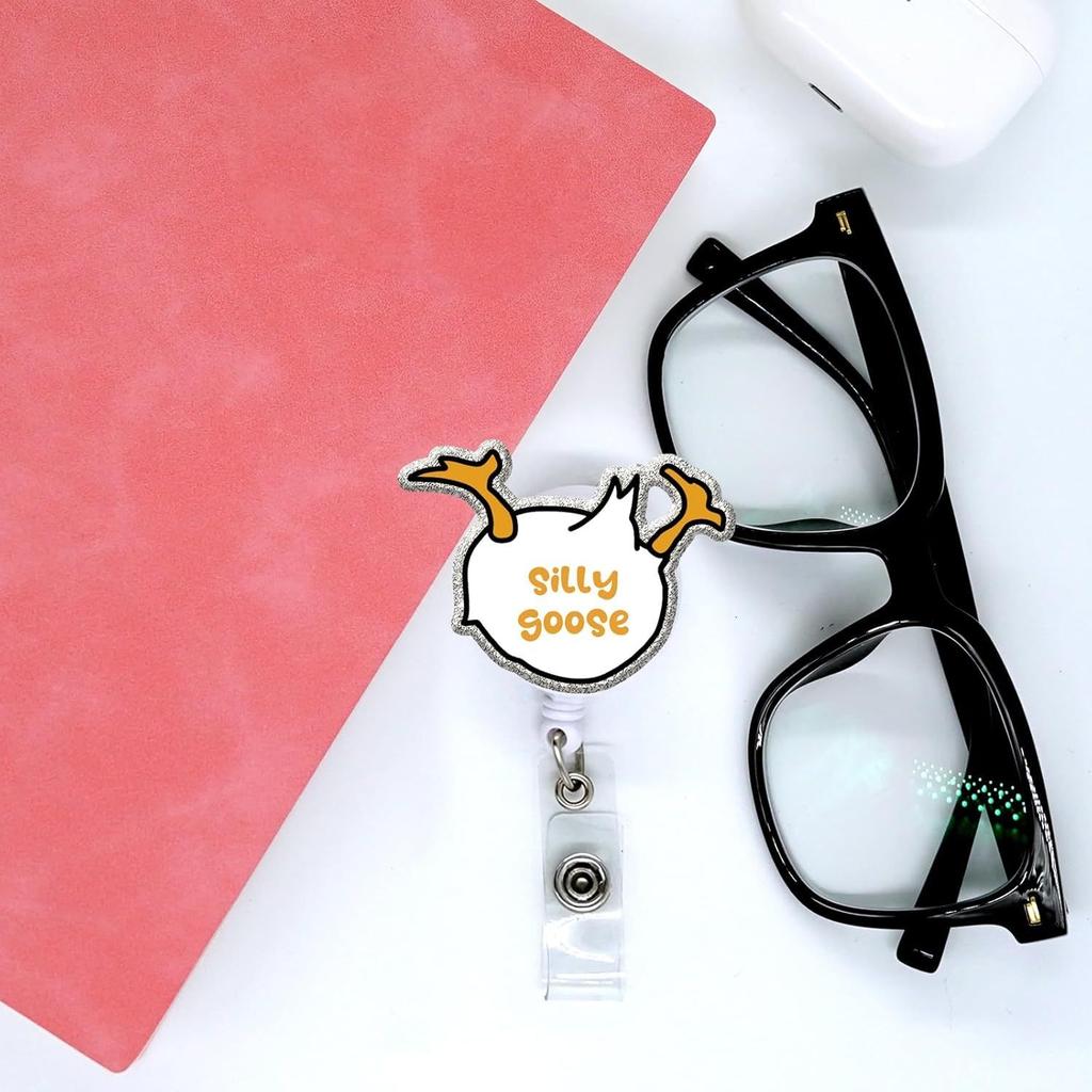 3-Pack Goose Badge Reels. Funny, retractable ID clips for nurses, office staff, teachers & students.