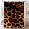 Animal Print Shower Curtain Leopard Design Bath Decoration Waterproof Fabric Rug Customizable Size For Home Bathroom Decor