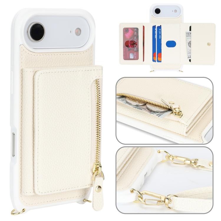 Crossbody Zipper Wallet Ring Holder Litchi Leather Phone Case