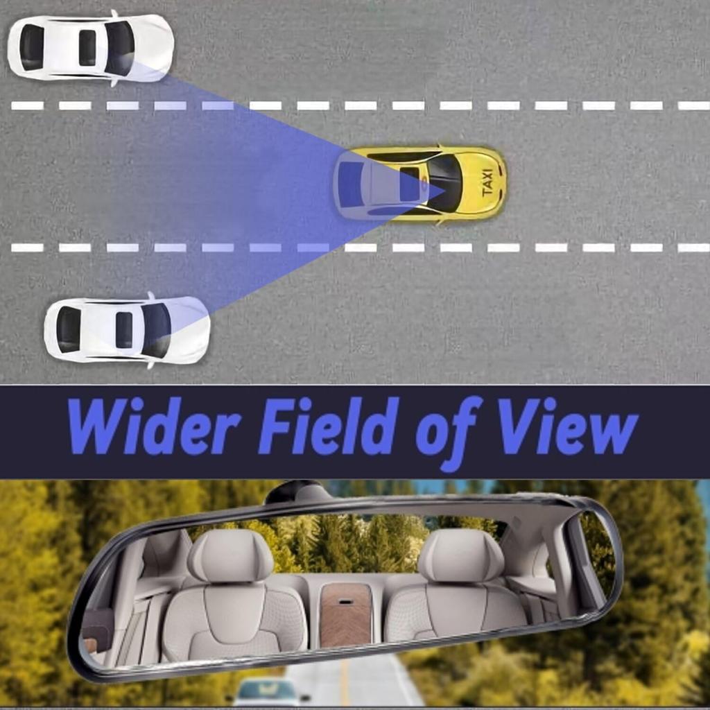 10.6 ” Rear View Mirror Universal Fit Type, Compatible With Wrangler Kia Optima Soul Nissan Rogue Altima Corolla F150 Focus Civic Accord And More