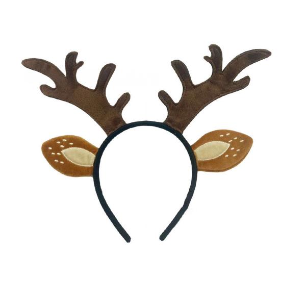 Reindeer Antlers Headband for Women Adults Plush Deer Ears Headpiece Reindeer Horns Costume Accessories for Halloween Christmas Party Cosplay Supplies