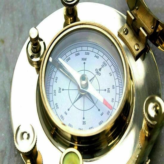 Nautical Brass Round Sundial Compass Working Directional Pocket Compass Gift