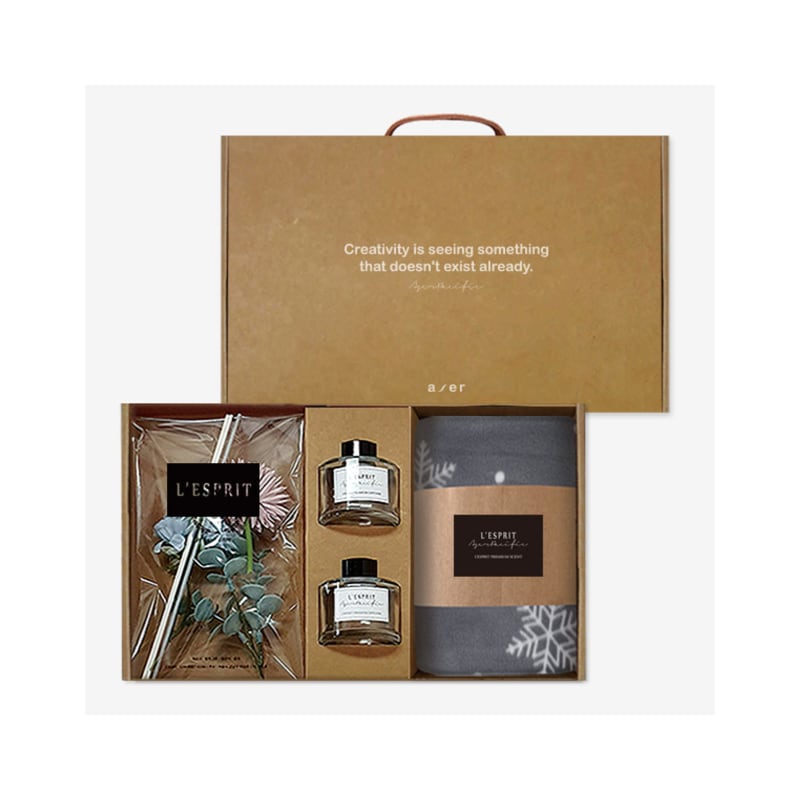 

Премиальный набор диффузоров Lespree D (120млx2шт диффузор + букет цветов + плед для колен)