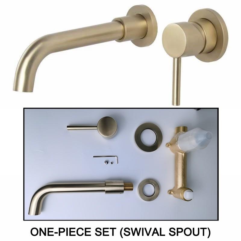Concealed Basin Faucet Wall Mounted Hot and Cold Mixer Solid Brass 360 Swivel Spout Bathroom Water Tap