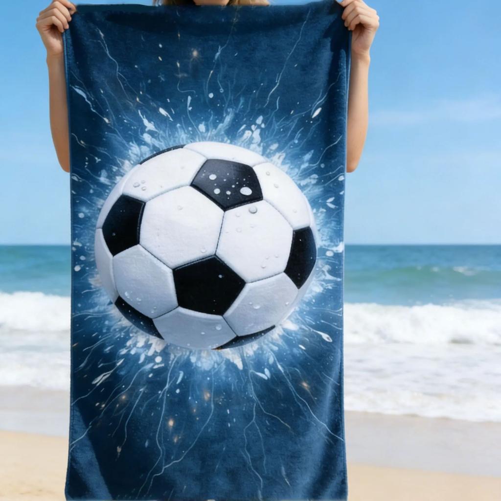 1Pc Football Element Design Beach Towel Super Absorbency Suitable For Seaside Vacation Pool Sport Perfect Summer Gift For Family