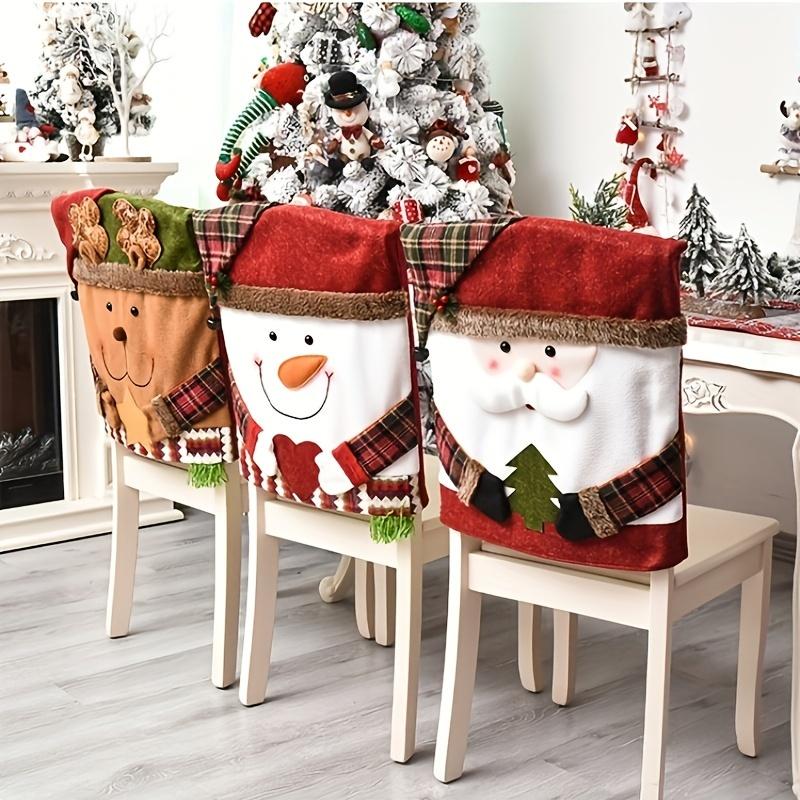 3Pack Christmas Chair Covers Festive Dining Chair Slipcovers for Holiday Decor, Suitable for Home Restaurant Use Assorted Winter Character Designs