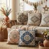 Boho Throw Pillow Covers, 18 x 18 Inch Bohemia Ethnic Style Cushion Case, Decorative Pillowcase for Sofa Couch