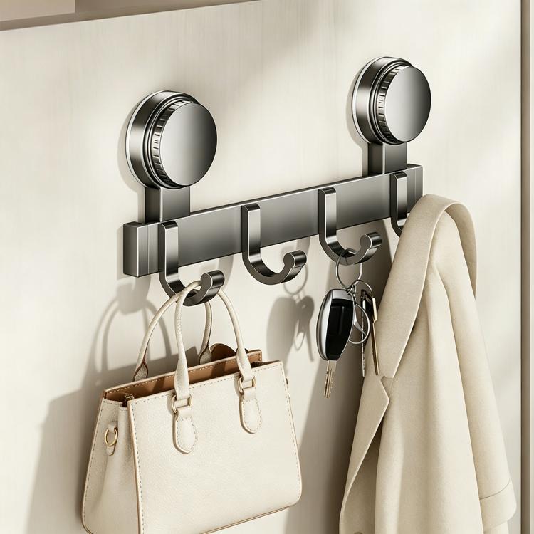 No-drill Door Back Vacuum Suction Cup Hooks Storage Rack