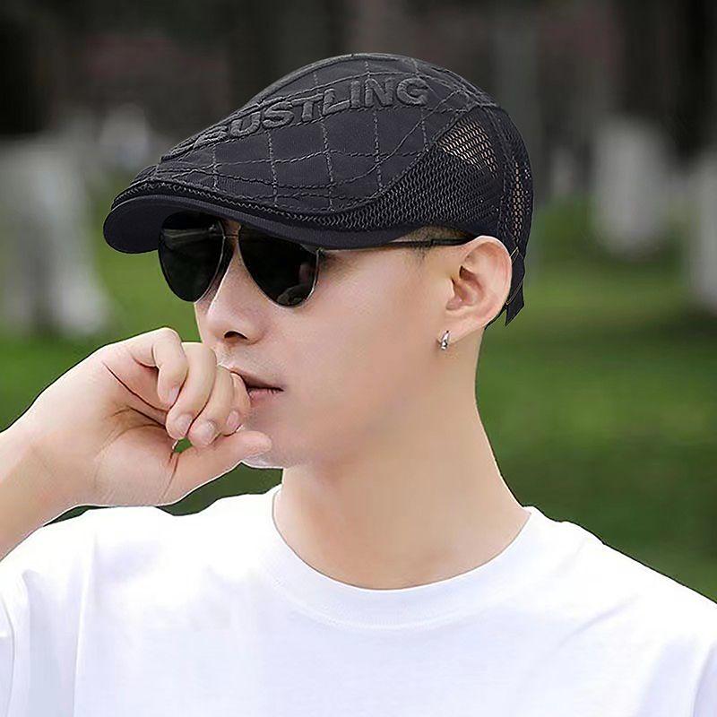 Béret fin d'été pour homme, chapeau à bec de canard, style rétro, style britannique, en maille